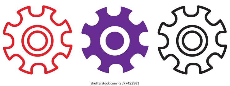 Gear icon set. Gear Settings symbol, cogwheel. Functions symbol. Settings icon vector Illustration. EPS 10.