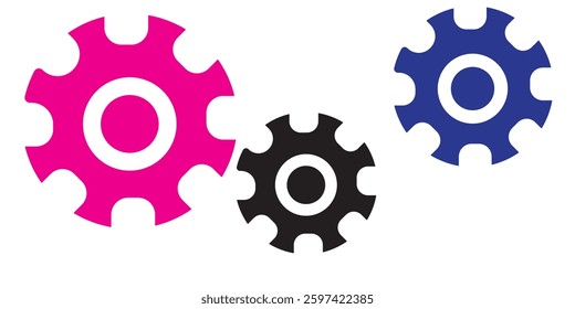 Gear icon set. Gear Settings symbol, cogwheel. Functions symbol. Settings icon vector Illustration. EPS 10.