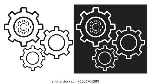 Gear icon set. Gear Settings symbol, Gear wheel vector set.