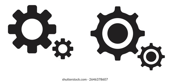 Gear icon set. Gear Settings symbol, cogwheel. Functions symbol. Settings icon vector Illustration