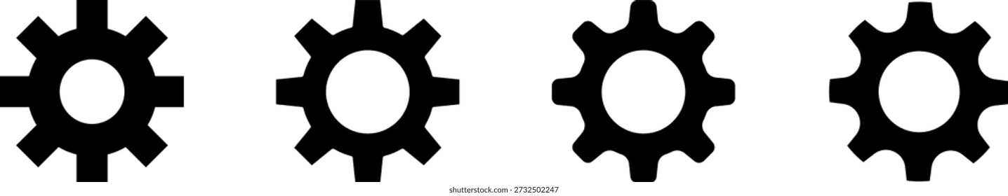 Conjunto de ícones de engrenagem. Símbolo de configurações de engrenagem, roda dentada. Símbolo de funções. Configurações ícone vetor Ilustração