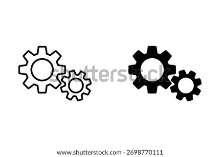 Gear icon set. Gear Settings symbol, cogwheel. Functions symbol. Settings icon vector Illustration.	