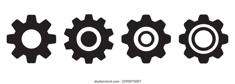 Gear icon set silhouette vector on white background