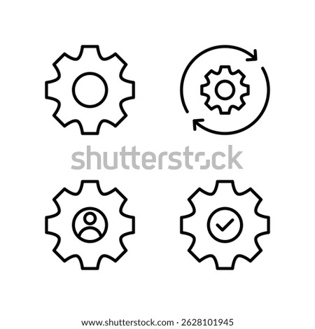 Gear icon set. Tool icon. Repair icon. Cogwheel icon. Setting icons.	