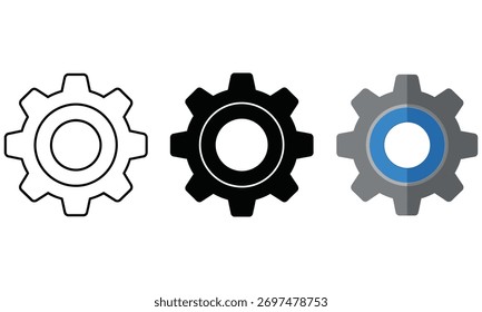 Ilustración vectorial de conjunto de iconos de engranajes para Configuraciones y conceptos de Industrial