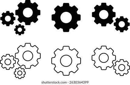 Gear icon set vector isolated on white background. gear, machine, wheel, cog, industry, cogwheel, gears, machinery symbol vector