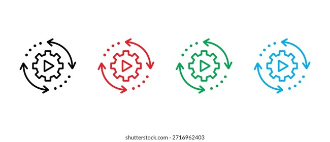 Icono de engranaje establecido Vector sobre fondo blanco. icono de engranaje de rotación. Ilustración vectorial.