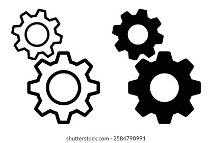 Gear icon set vector. setting icon vector symbol on white background
