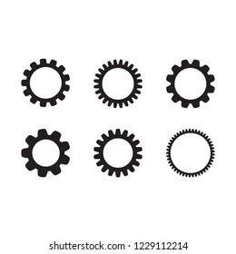 Gear icon set. Vector transmission cog wheels and gears isolated on white background