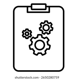 Gear icon. Setting symbol. Cogwheel clipboard Outline Icon