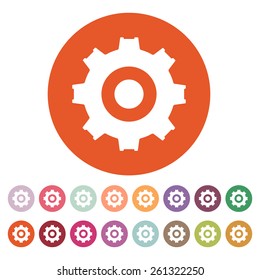 The gear icon. Settings symbol. Flat Vector illustration. Button Set