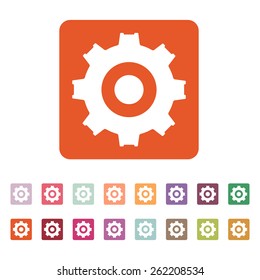 The gear icon. Settings symbol. Flat Vector illustration. Button Set