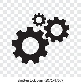 gear icon, Gear Settings symbol isolated transparent background, cogwheel, Vector Illustration