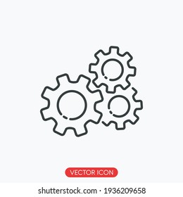 gear icon, Gear Settings thin line symbol, cogwheel, Vector Illustration