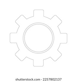 Gear icon simple black line sketchy. Technology concept. Vector illustration flat design isolated on white background.