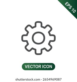 Gear Icon Simple Outline of a Mechanical Cogwheel for Settings or Configuration