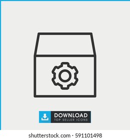 gear icon. Simple outline gear vector icon. On white background.