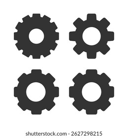 Ícone da engrenagem simples silhueta plana estilo vetor ilustração no fundo branco.
