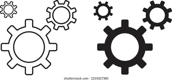 Icono de engranaje línea de estilo plano simple y de diseño sólido Isolación vectorial sobre fondo blanco. Para aplicaciones, logotipo, sitios web, símbolo , UI, UX, gráfico y diseño web. EPS 10.
