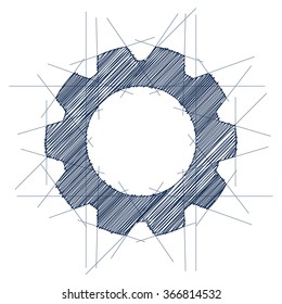 Gear icon sketch. Vector illustration.