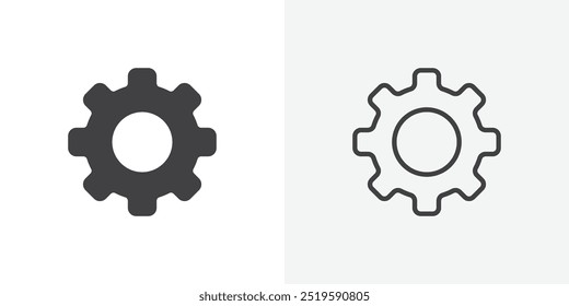 Gear icon. solid filled and stroke thin line style eps 10