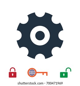 gear icon, stock vector illustration flat design style
