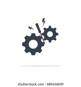 gear icon stuck. Isolated Vector Illustration