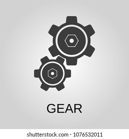 Gear icon. Gear symbol. Flat design. Stock - Vector illustration