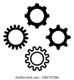 Gear icon symbol set. Vector illustration style is flat iconic symbols, isolated on a white background. Gear pictograms.
