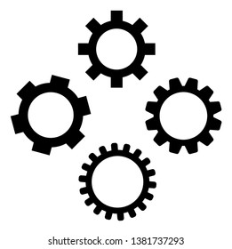 Gear icon symbol set. Vector illustration style is flat iconic symbols, isolated on a white background. Gear pictograms.
