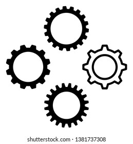 Gear icon symbol set. Vector illustration style is flat iconic symbols, isolated on a white background. Gear pictograms.