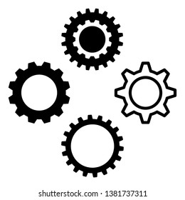 Gear icon symbol set. Vector illustration style is flat iconic symbols, isolated on a white background. Gear pictograms.