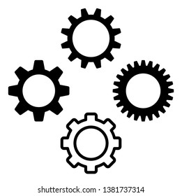 Gear icon symbol set. Vector illustration style is flat iconic symbols, isolated on a white background. Gear pictograms.