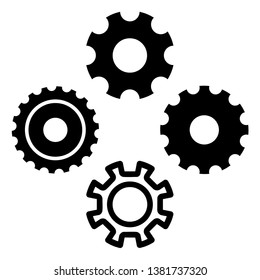 Gear icon symbol set. Vector illustration style is flat iconic symbols, isolated on a white background. Gear pictograms.