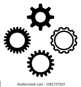 Gear icon symbol set. Vector illustration style is flat iconic symbols, isolated on a white background. Gear pictograms.