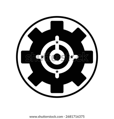 Gear Icon with Target and Stars for Precision