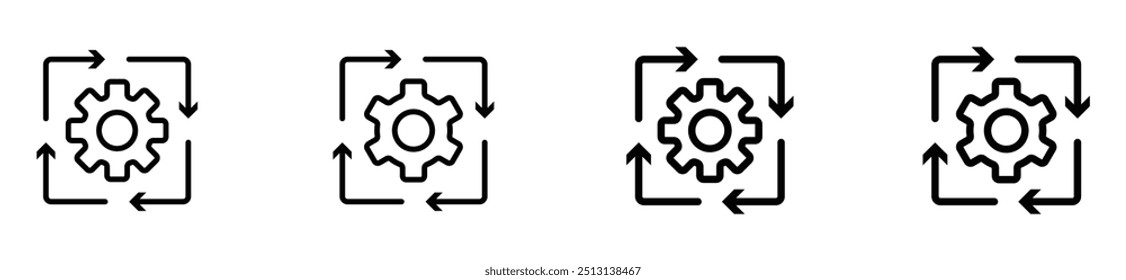 Icono de engranaje. Icono de tecnología. Icono de flujo de trabajo. Vector de stock.	