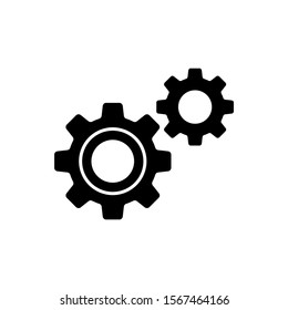 Gear icon template in black flat design on white background, Gear symbol vector sign isolated on white background illustration for graphic and web design