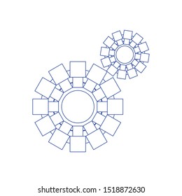 Gear icon template color editable. Gear symbol vector sign isolated on white background. Concept of line icon