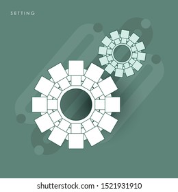 Gear icon template color editable. Gear symbol vector sign isolated on white background. Concept of line icon with green theme