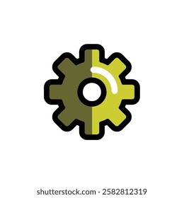 A gear icon that can be used for flat and colored icon websites.