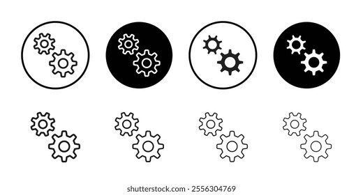 Gear icon Thin line vector illustration set