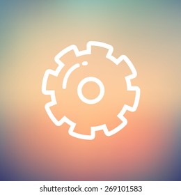 Línea delgada del icono del engranaje para la web y el móvil, moderno diseño minimalista plano. Icono blanco vectorial en el fondo de malla gradiente.