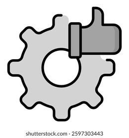 Gear icon with a thumbs-up representing validated processes, workflow approvals, compliance confirmation, and system verification