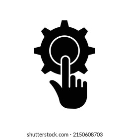 Icono de engranaje con tacto. de la mano. adecuado para el símbolo de reparación, ajuste. estilo de icono sólido. diseño simple editable. vector de plantilla de diseño
