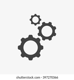 Icono de engranaje en estilo plano moderno aislado en fondo gris. Símbolo de ingeniería para el diseño de su sitio web, logotipo, aplicación, UI. Ilustración del vector, EPS10.