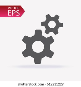 Gear icon in trendy flat style isolated on light background with shadow. Technology sign. Power symbol for your web site design, logo, app, UI. Vector illustration, EPS10.