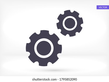 Gear icon. two gears. Vector graphics display work style. dual gear vector graphics. for your website 10 eps