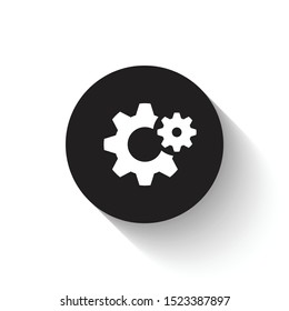 Gear icon vector design. Black flat icon with dynamic concept. Scalable vector design.