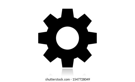 Gear icon vector design. Black icon with reflection isolated on the white background